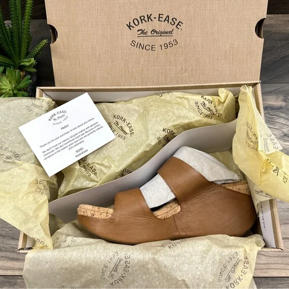 NIB Kork Ease Grace Slip On Wedge Sandal Brown Leather - Picture 9 of 11
